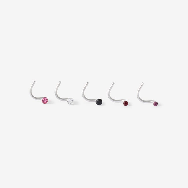 Set de 5 piercings en acier avec strass v019844 <span itemprop=
