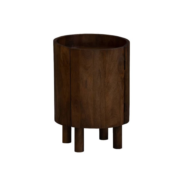 Table de chevet ronde en bois de manguier  MAORA Couleur bois foncé <span itemprop=