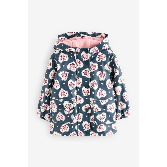 Manteaux à capuche imprimé cœurs bleu <span itemprop=