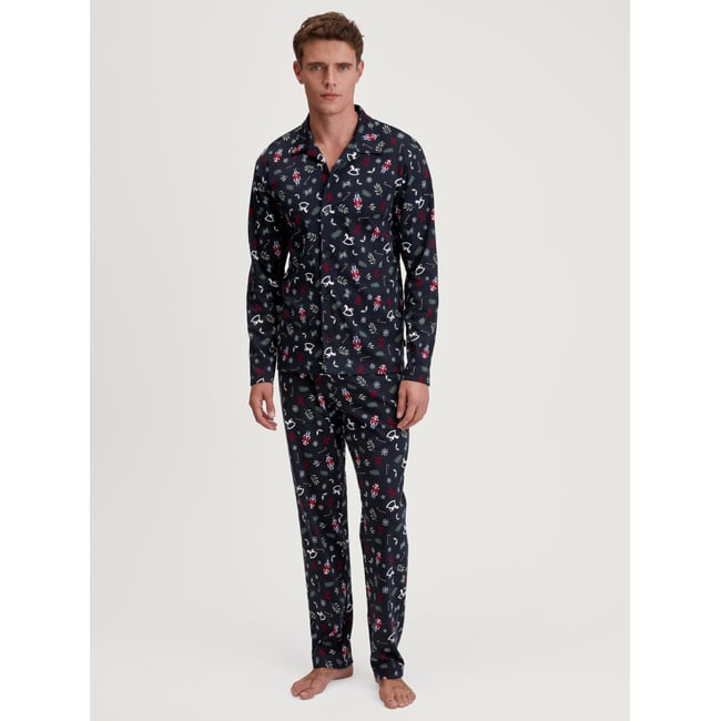 Pyjama boutonné sur toute la longueur manches longues Coton FAMILY & FRIENDS saphir bleu <span itemprop=