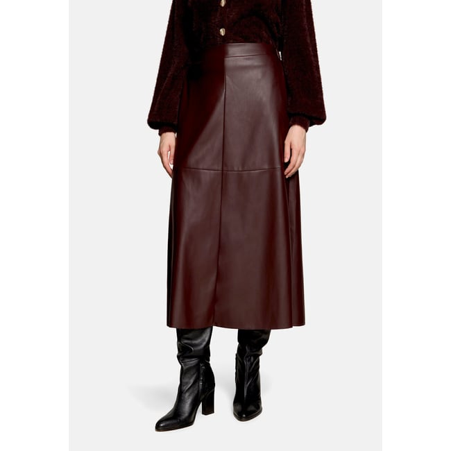 Jupe en cuir à poches espresso brown <span itemprop=