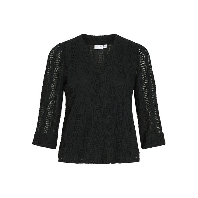 Blusa con collo a V, testurizzata nero VILA