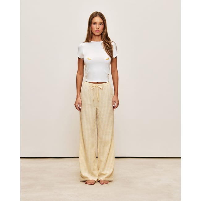 Pantalon en coton popeline FRUITILIZ jaune <span itemprop=