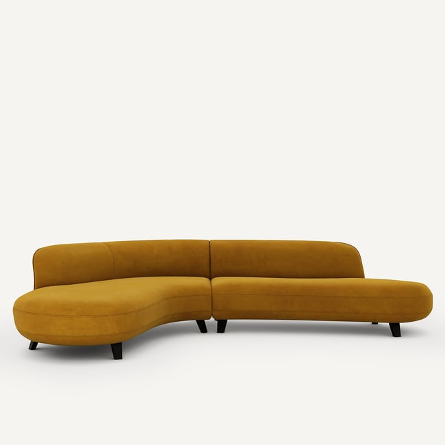 Fluwelen hoekbank, Rosebury, ontwerp Emmanuel Gallina - AM.PM X EMMANUEL GALLINA