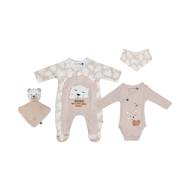 Set naissance mervan maille naissance beige <span itemprop=