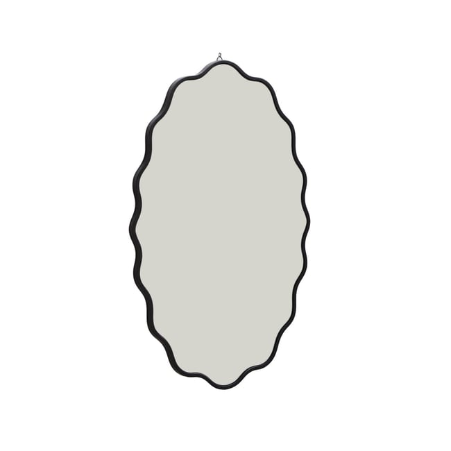 Miroir organique décor bois 90cm BRUNO Couleur noir <span itemprop=