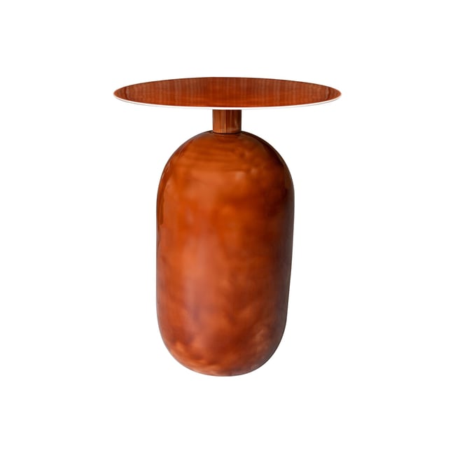 Meuble d'appoint en métal émaillé, BODO Couleur terracotta <span itemprop=