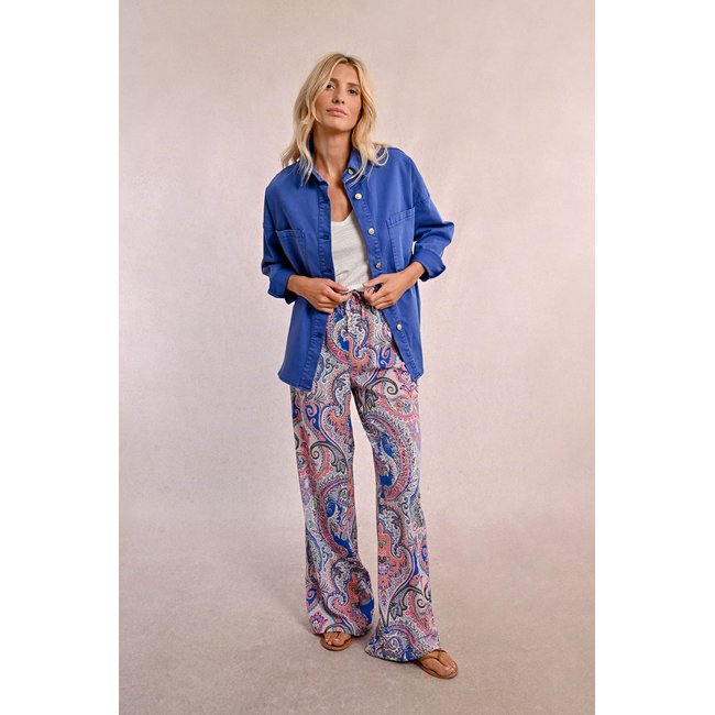 Pantalon large imprimé imprimé multicolore <span itemprop=