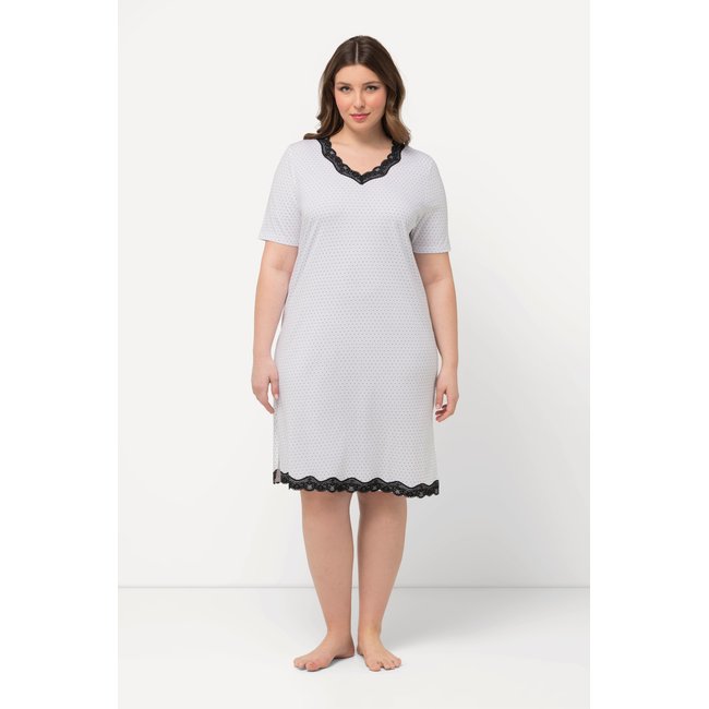 Chemise de nuit à pois blanc neige <span itemprop=