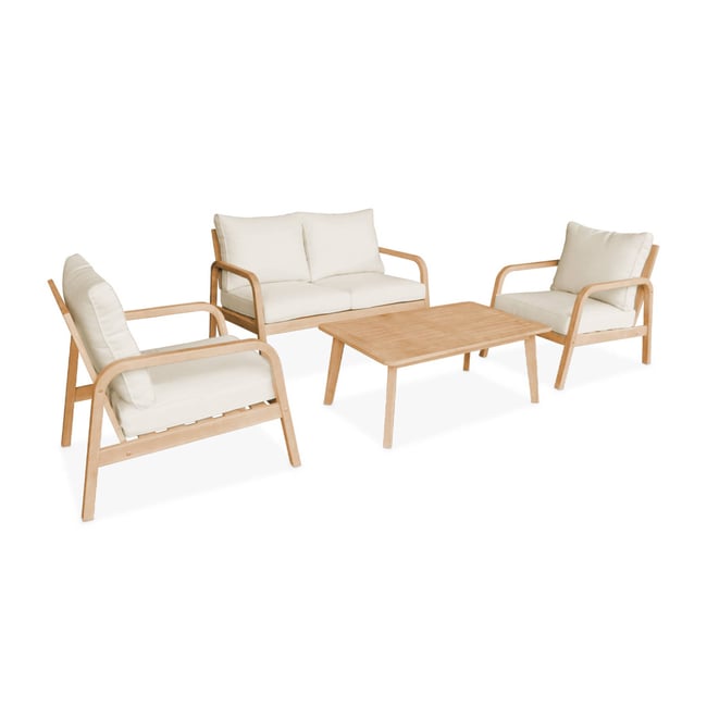 Salon de jardin bois d'acacia 4 places CARNOTA beige <span itemprop=