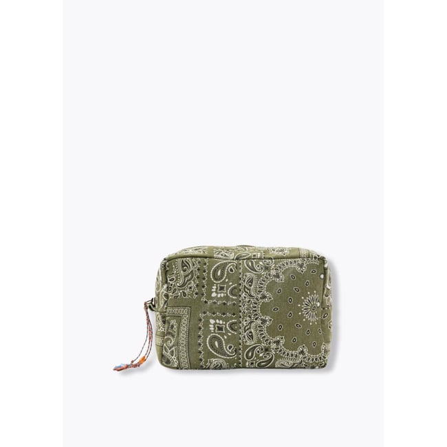 Trousse zippée motif bandana kaki <span itemprop=