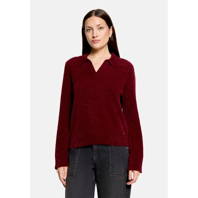 Pull-over en maille à col fall burgundy <span itemprop=