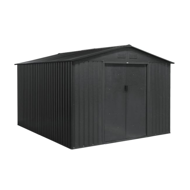 Abri de jardin métal 8,95m² avec kit d'ancrage FLANDRES anthracite <span itemprop=