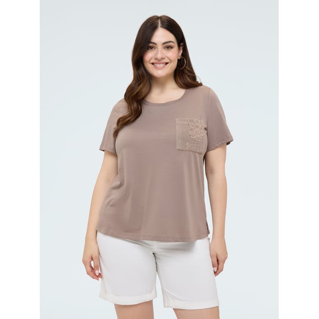 T-shirt avec poche en crochet et paillettes - FIORELLA RUBINO