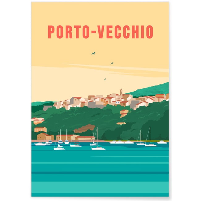 Affiche ville Porto-Vecchio Couleur blanc <span itemprop=