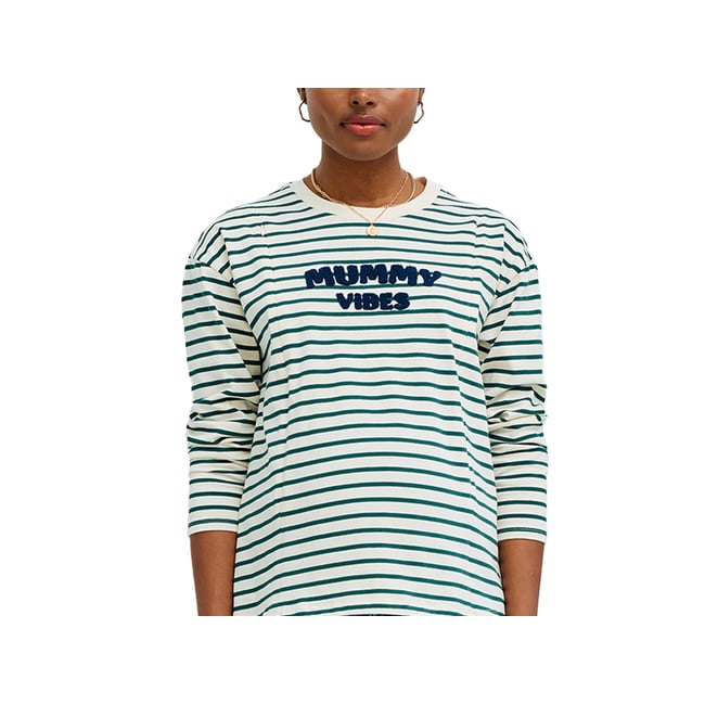 T-shirt marinière grossesse et allaitement en coton biologique* vert <span itemprop=