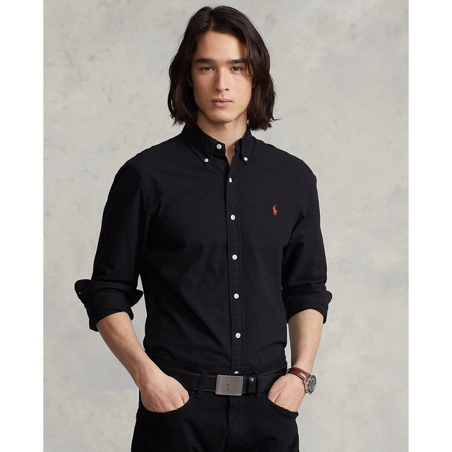 Рубашка зауженная из ткани оксфорд черный POLO RALPH LAUREN