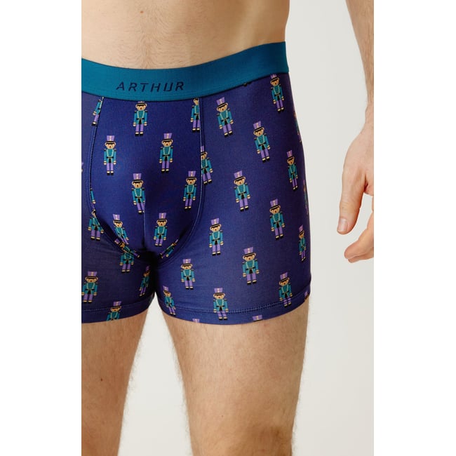 Boxer en jersey de coton imprimé Casse-noisette marine <span itemprop=