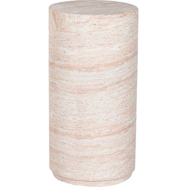 Table d'appoint ronde effet travertin en résine Neoclasico Simil Travertine Couleur beige effet travertin marbré <span itemprop=