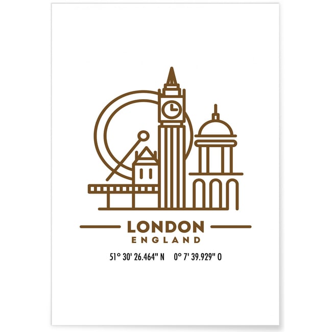 Poster Coordonnées Londres Couleur blanc <span itemprop=