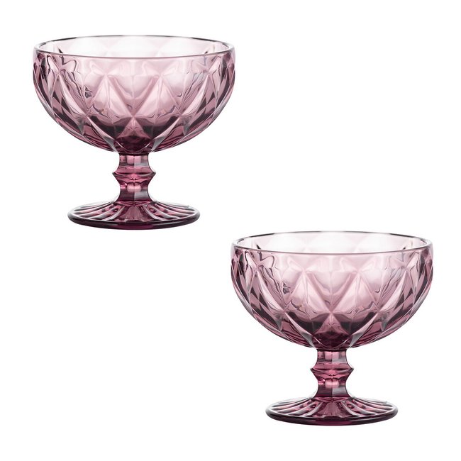 Set of 2 Gemstone Footed Sundae Dishes in Amethyst, purple, RAVENHEAD