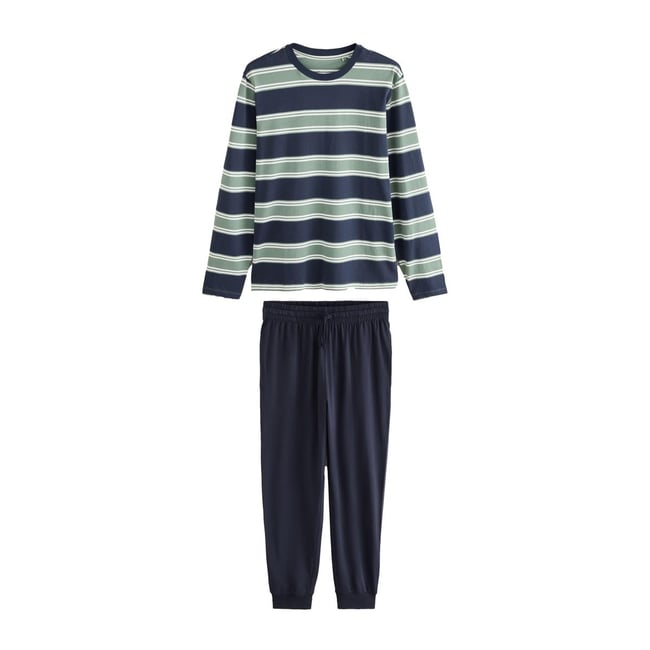 Ensemble pyjama en jersey vert/bleu marine <span itemprop=