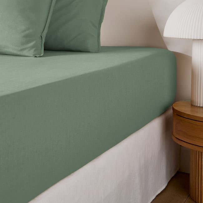 Scenario 30cm Plain Washed Cotton Fitted Sheet - LA REDOUTE INTERIEURS