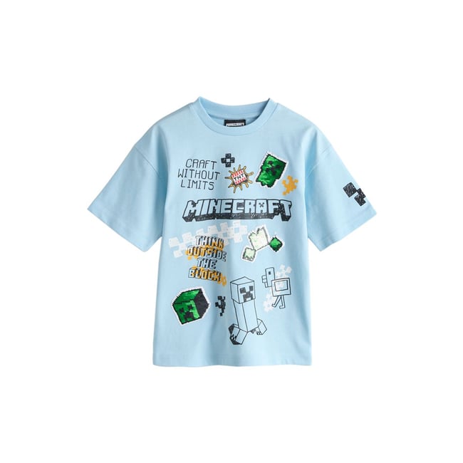 T-shirt à sequins minecraft bleu clair <span itemprop=