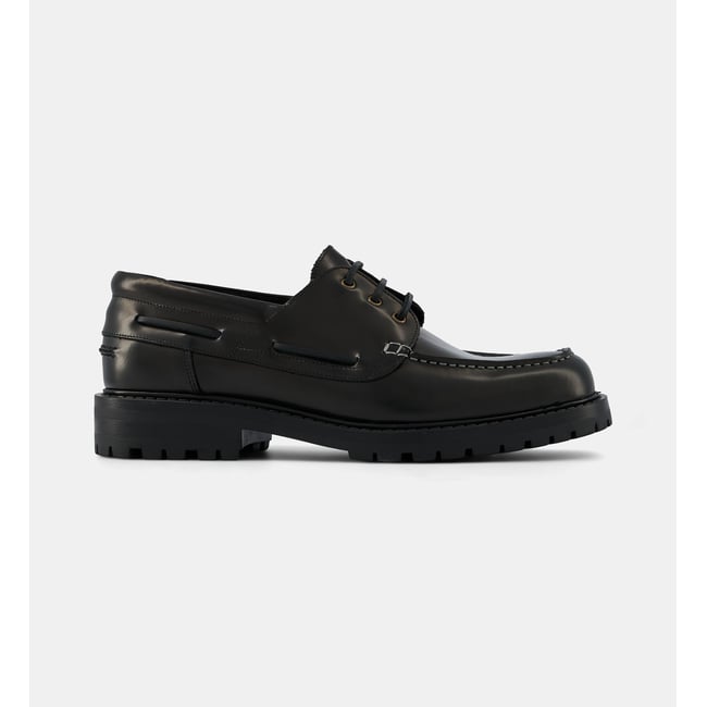 Chaussures bateau oury cuir polido noir <span itemprop=