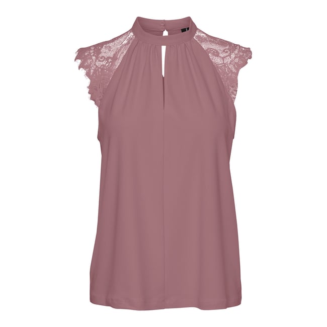 T-shirt manches courtes en dentelle nostalgia rose <span itemprop=