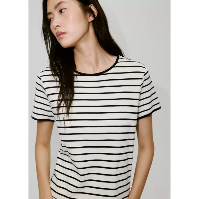 T-shirt coton liserés contrastants - MANGO