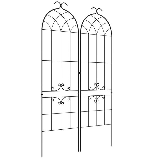 Lot de 2 treillis de jardin support pour plantes grimpantes métal noir noir <span itemprop=