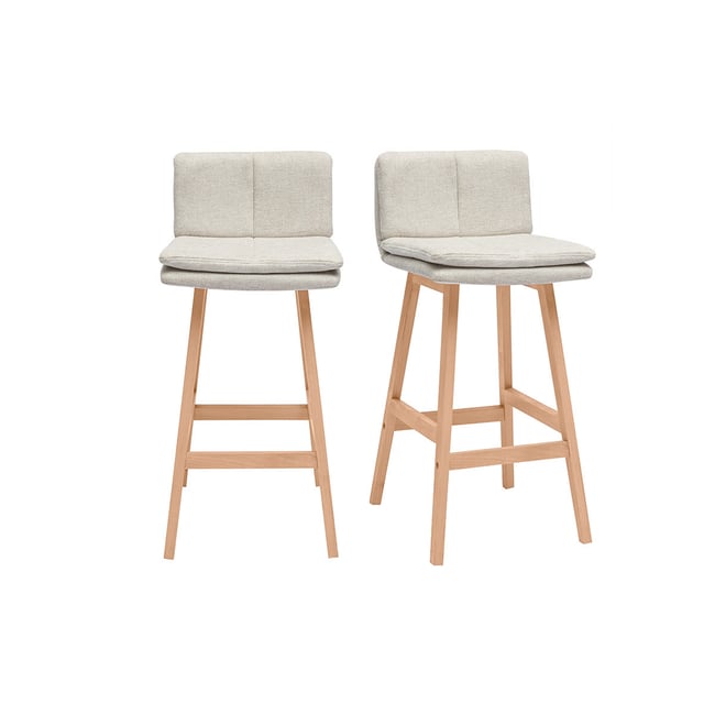 Tabouret de bar en tissu gris perle et bois (lot de 2) JOAN - MILIBOO