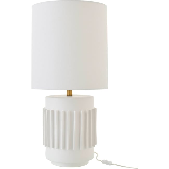 Lampe de table en céramique striée Couleur blanc <span itemprop=