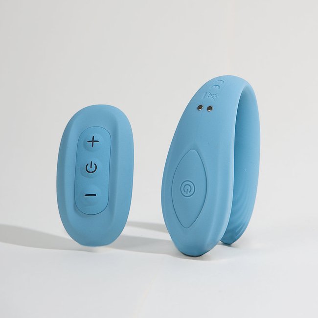 Vibromasseur pour couple Split télécommandé bleu <span itemprop=