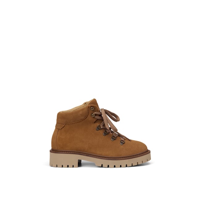 Bottes à lacets, modèle Phia en cuir velours huilé cognac <span itemprop=