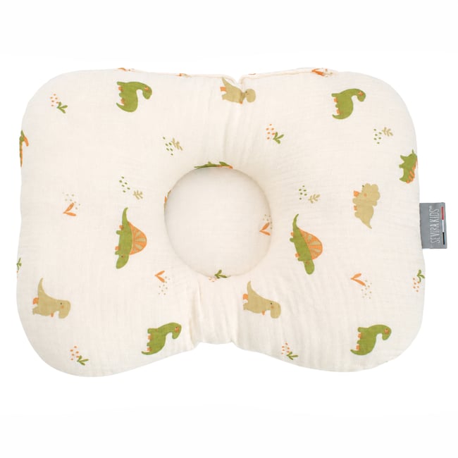 Coussin ergonomique bébé en gaze de coton Dino DINO Couleur écru <span itemprop=