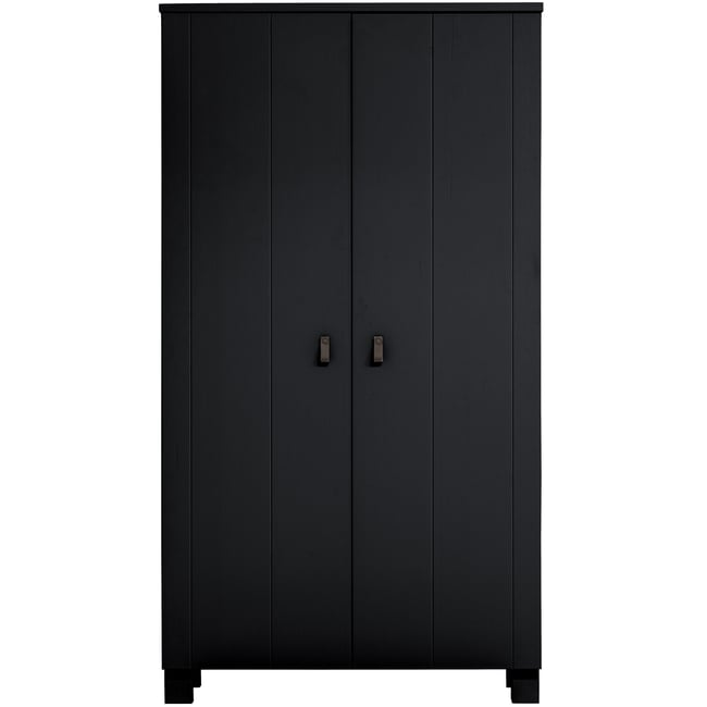 Armoire 2 portes en pin TIES Couleur noir <span itemprop=