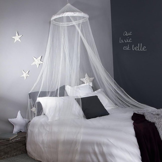 Moustiquaire ciel de lit blanc <span itemprop=