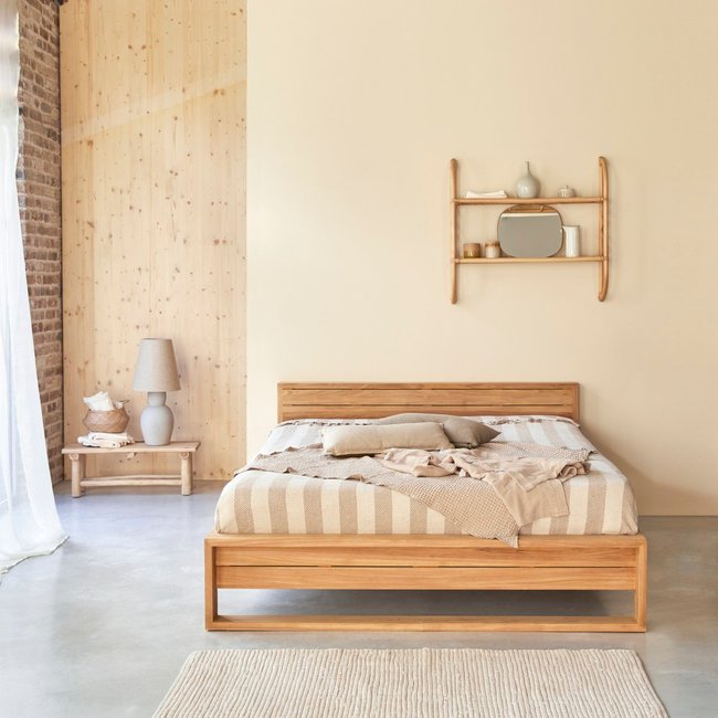 Lit en teck massif 160x200 cm MINIMALYS Couleur naturel <span itemprop=
