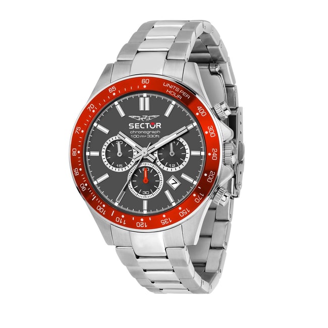 Montre Homme Sector Expender 210 Chrono - Alarme, Lumière, Cadran Argent, Neuf Avec étiquettes