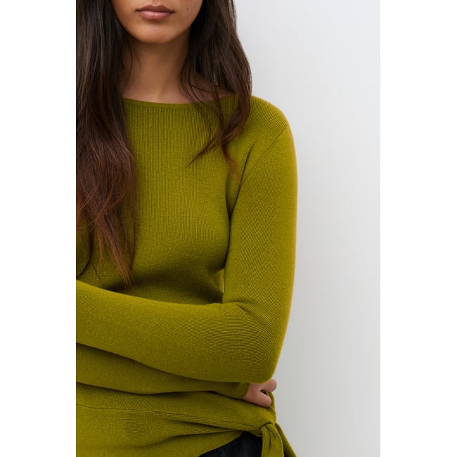 Pull droit col bateau MBIANCA vert olive <span itemprop=