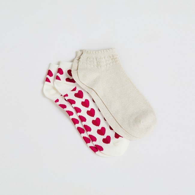 Lot de 2 paires de chaussettes blanc cassé ecru <span itemprop=