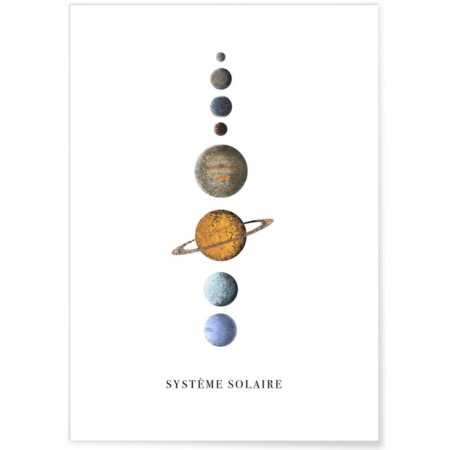Affiche Système Solaire Couleur blanc <span itemprop=