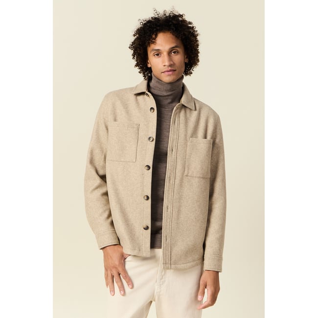 Surchemise boutonnée beige <span itemprop=
