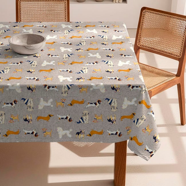 Nappe anti-taches Dogs - coton 100% - beige <span itemprop=