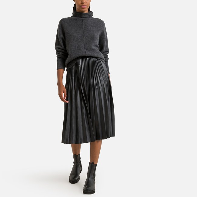 Jupe plissee mi longue flor Suncoo noir La Redoute