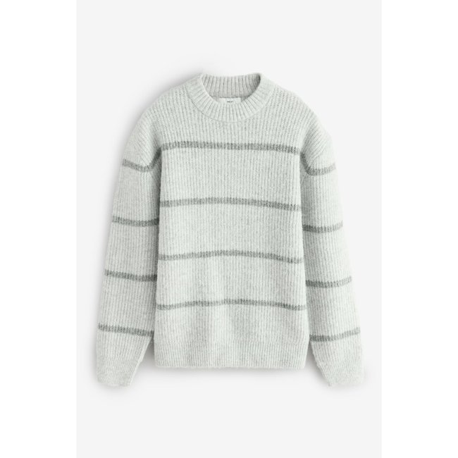 Pull ras du cou rayé avec laine vert <span itemprop=
