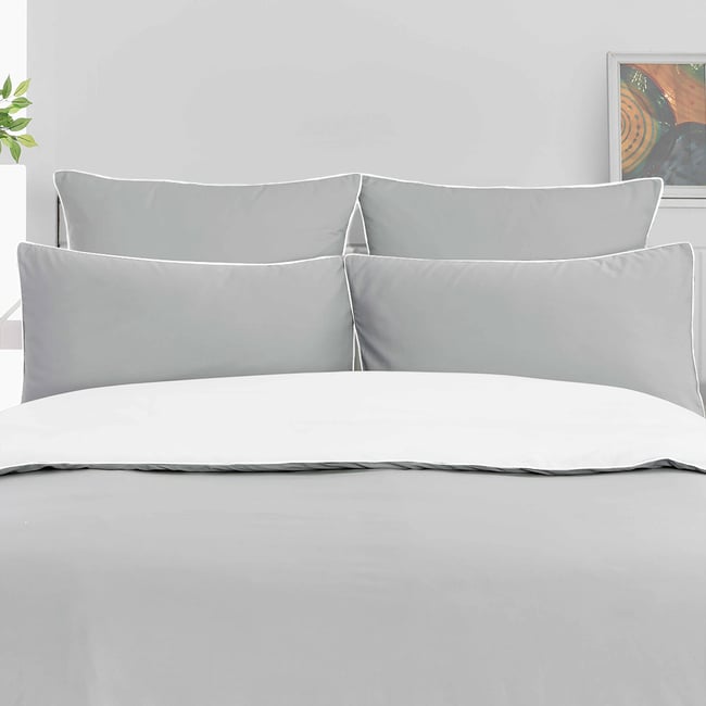Parure housse de couette percale de coton avec 2 taies 65x65 cm ROSE WOOD BICOLORE - SENSEI MAISON