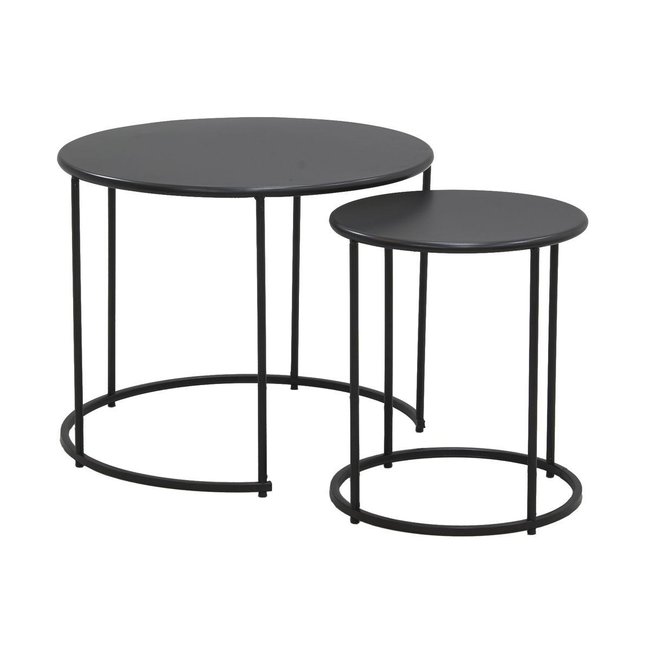 Tables basses en métal teinté noir (Lot de 2) Couleur noir <span itemprop=